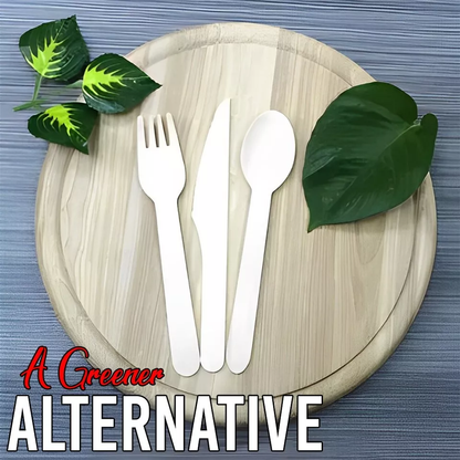 White Biodegradable Bagasse Cutlery Set Lightweight Spoons Forks Knives Set