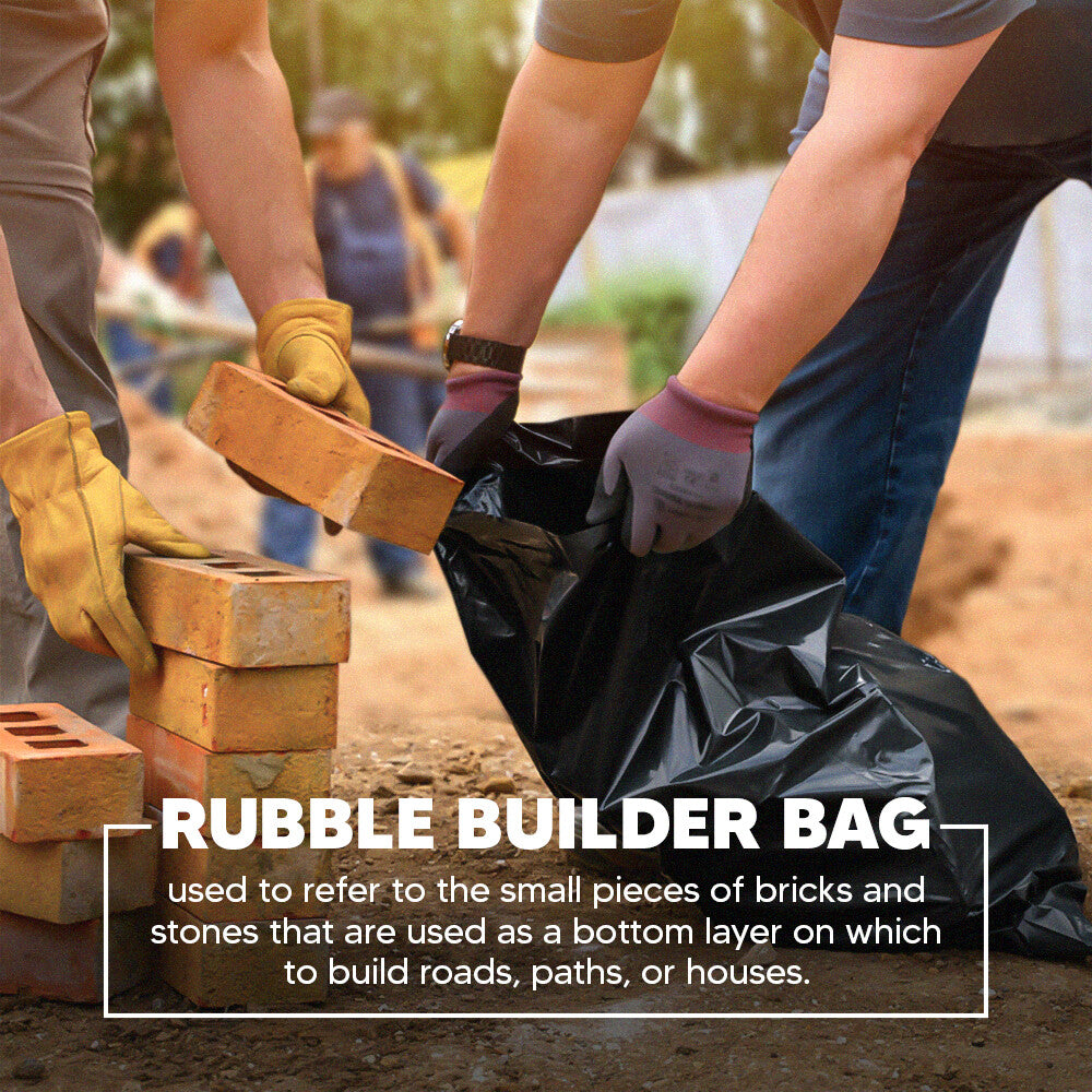 Rubble Sacks Heavy Duty 20" x 30" 400Gauge Black Builder Bags Up to 25kg Hold