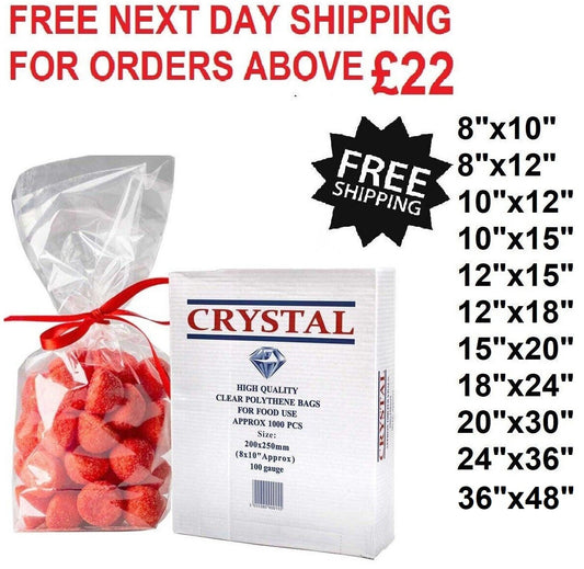 Clear Polythene Food Freezer Storage Bags for Fruit Vegetable 250G - All Sizes