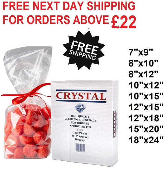 Clear Polythene Food Freezer Storage Bags for Fruit Vegetable 150G - All Sizes