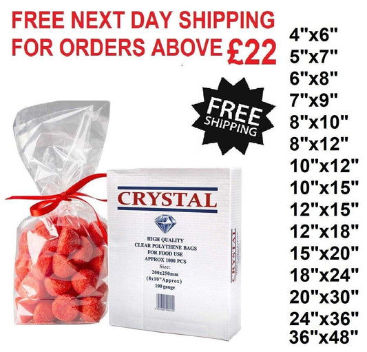 Clear Polythene Food Freezer Storage Bags for Fruit Vegetable 400G - All Sizes
