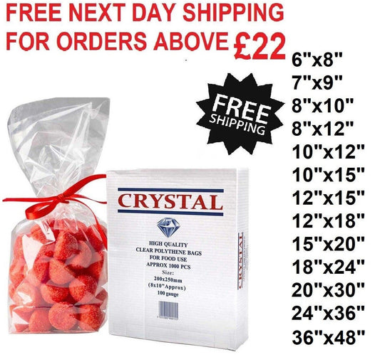 Clear Polythene Food Freezer Storage Bags for Fruit Vegetable 200G - All Sizes