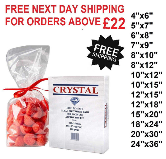Clear Polythene Food Freezer Storage Bags for Fruit Vegetable 120G - All Sizes