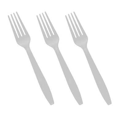 Heavy Duty Plastic Spoons Knives Forks White Reusable Mix Cutlery Set
