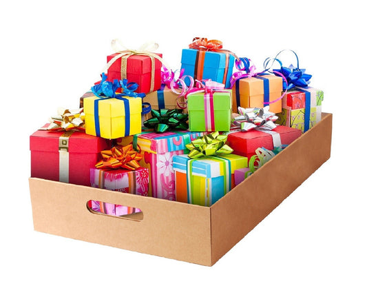 5 x Cardboard Gift Hamper Tray 16" x 10.5" x 4" Empty Die Cut Disposable Tray