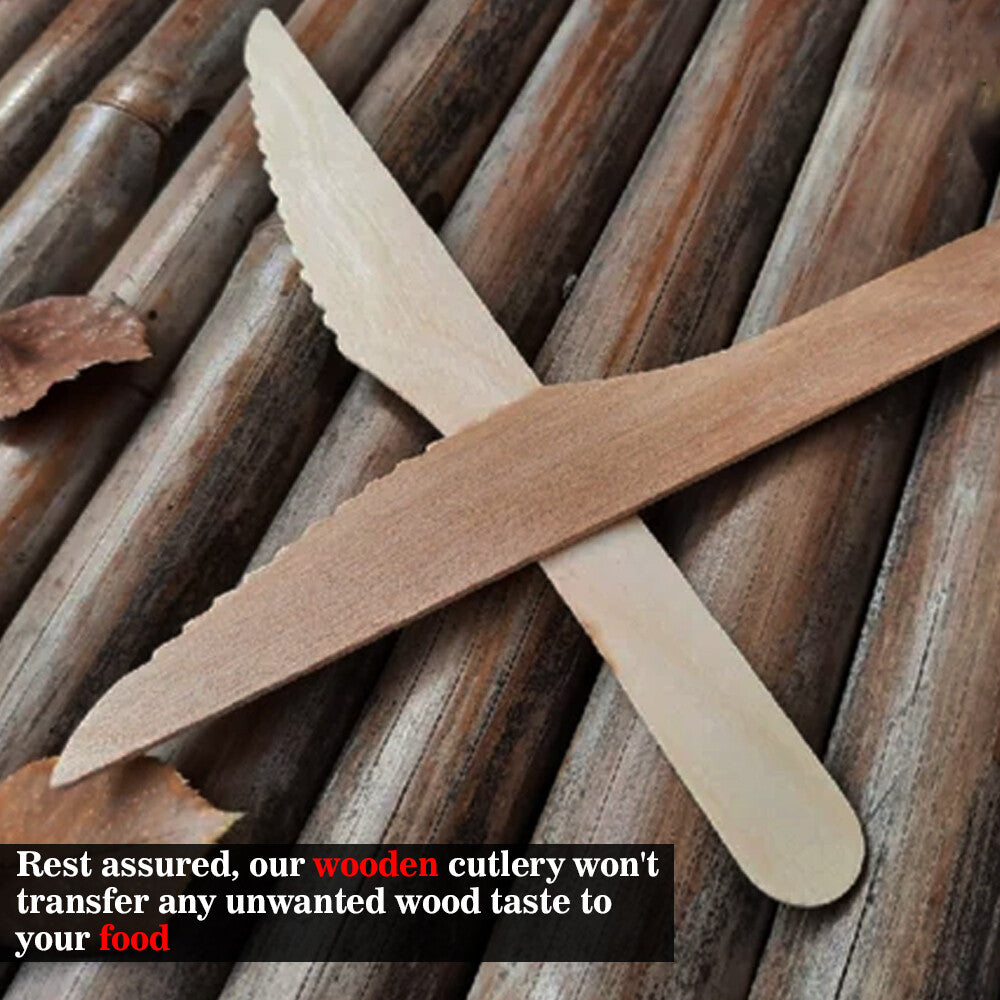 Disposable Wooden Cutlery Set Wooden Spoons Forks Knives for Catering Parties