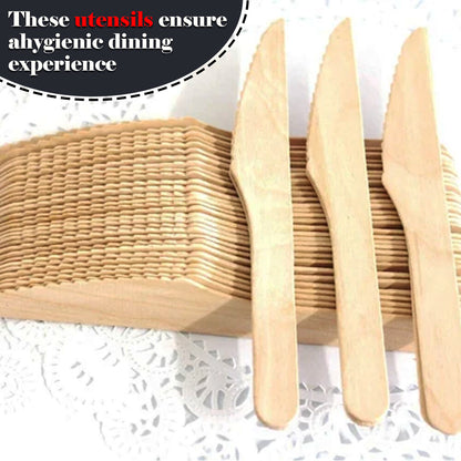 Disposable Wooden Cutlery Set Wooden Spoons Forks Knives for Catering Parties
