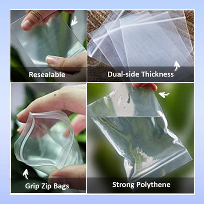 Venuscello® 1000 x Resealable Zip lock Clear Plastic Bags Press Seal Storage Pouches Poly Zip Bags for Store Medicines, Jewellery, Small Sweets & Candy Store - 8" x 11" Inches
