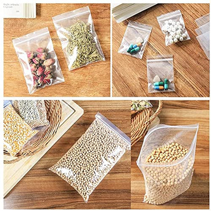 Venuscello® 1000 x Resealable Zip lock Clear Plastic Bags Press Seal Storage Pouches Poly Zip Bags for Store Medicines, Jewellery, Small Sweets & Candy Store - 8" x 11" Inches