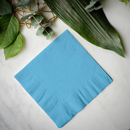 Venuscello® 200 x Serviettes Tissue Paper Napkins Sky Blue 2-Ply 33cm for Catering Wedding Birthday Parties - 100 in Each Pack