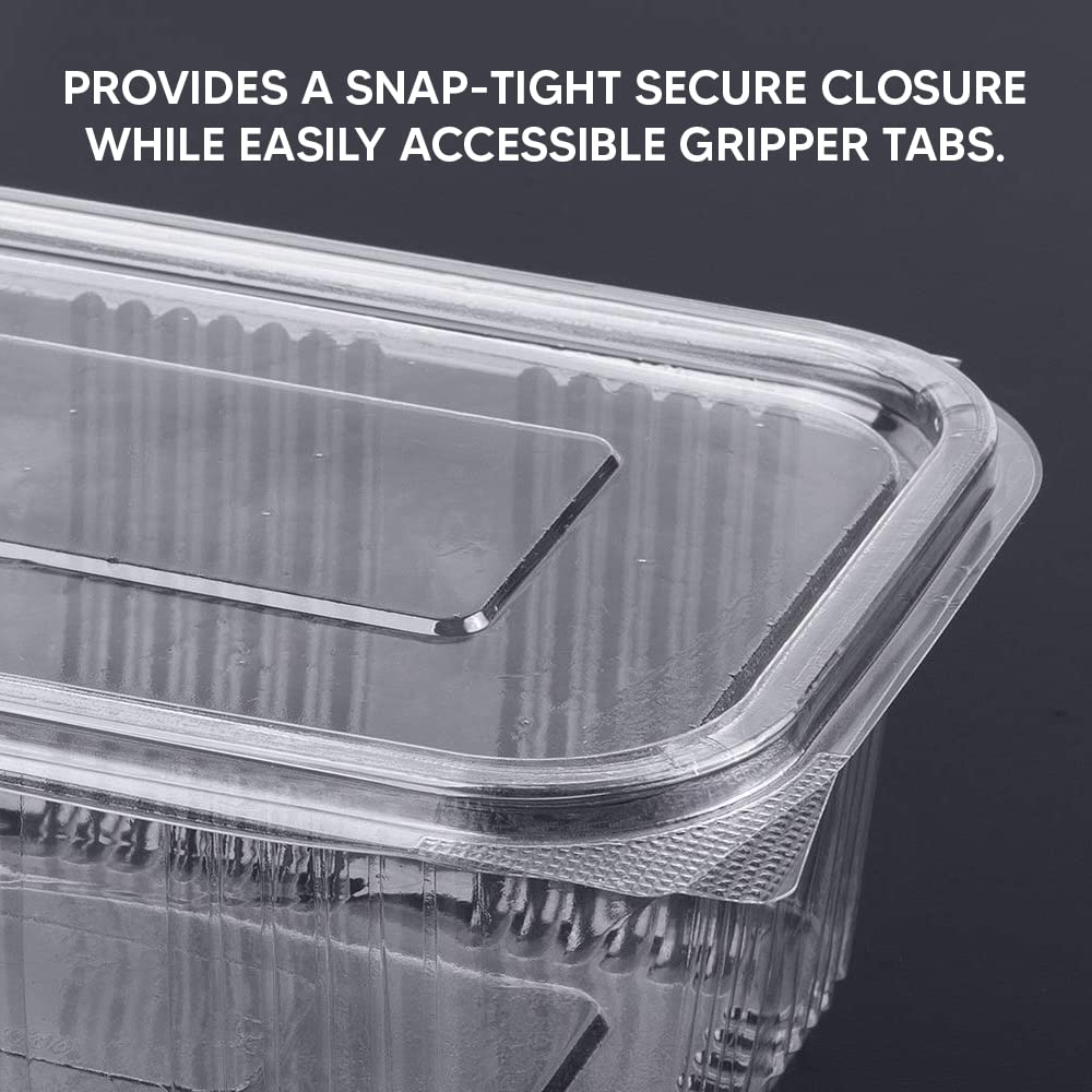 Venuscello® 100 x Hinged Lid Salad Containers 1500cc Clear Plastic Reusable Food Container Ideal for Fruits Sandwich Cake Display
