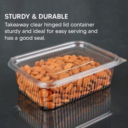 Venuscello® 100 x Hinged Lid Salad Containers 1500cc Clear Plastic Reusable Food Container Ideal for Fruits Sandwich Cake Display