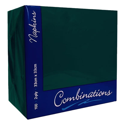 Venuscello® 100 x Paper Napkins Green 3-Ply 40cm Serviettes Tissue Paper Disposable Recyclable Napkin for Catering Wedding Birthday Parties Buffet Table