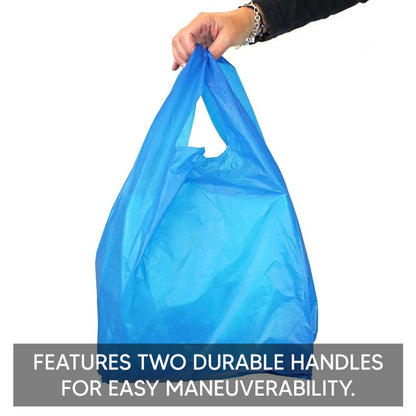 Venuscello® 1000 x Vest Style Carrier Bags Blue Plastic 11" x 17" x 21" Heavy Duty Carry Bags for Vegetables Fruits Groceries Shopping