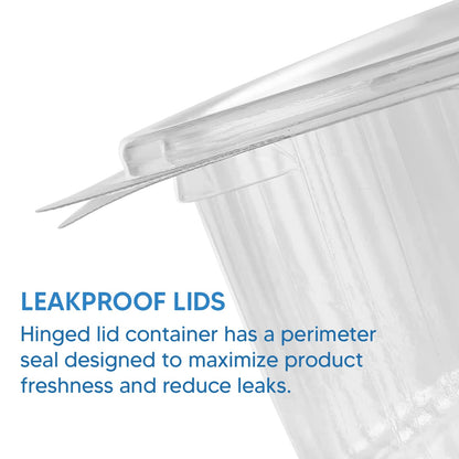 Venuscello® 500 x Hinged Lid Salad Containers 1000cc Clear Plastic Reusable Food Container Ideal for Fruits Sandwich Cake Display