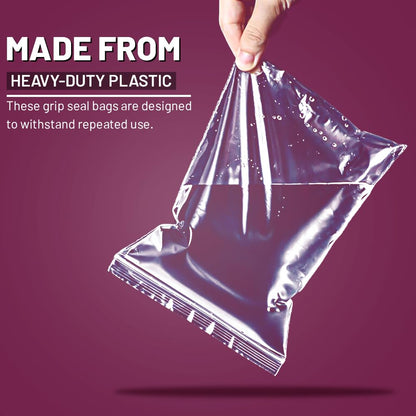 Venuscello® 500 x Resealable Grip Seal Plastic Zip lock Bags 9" x 12.75" Poly Zip Bag for Store Medicines, Jewellery, Small Sweets, Candy & Parts