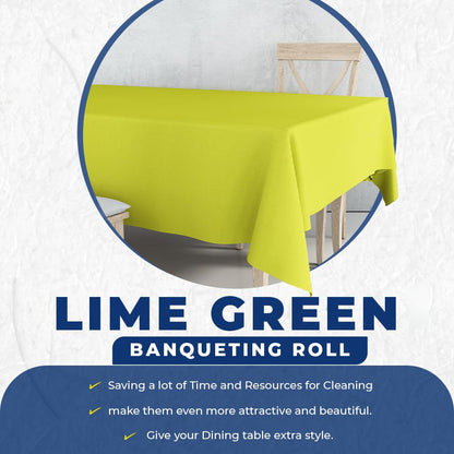 Venuscello Lime Green Banquet Roll 7m Paper Banqueting Table Cover for Wedding Buffet Dinner Home Large Disposable Table Paper Cloth