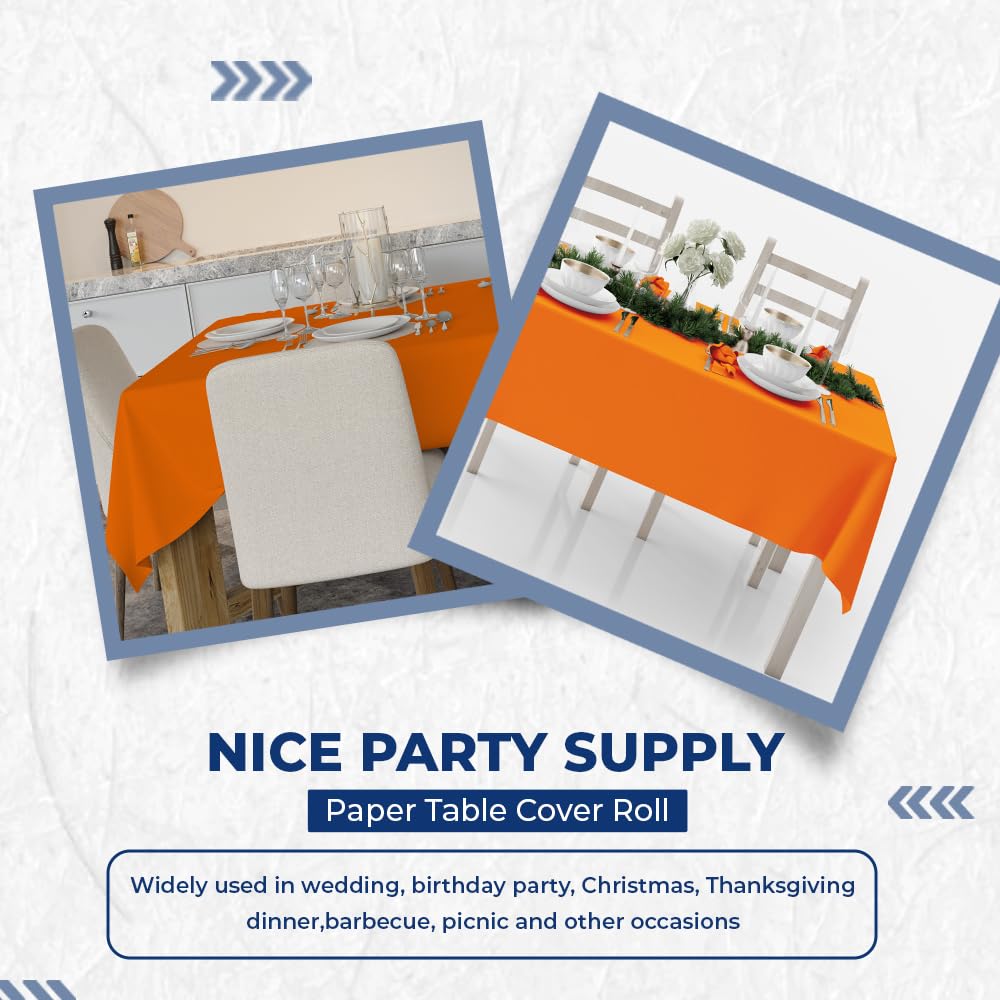 Venuscello Orange Banquet Roll 7m Paper Banqueting Table Cover for Wedding Buffet Dinner Home Large Disposable Table Paper Cloth