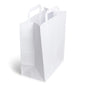 Venuscello® 100 x Paper Bags With Handles Takeaway Food Carrier White Kraft Bag with Flat Handle for Food Sweet Gifts Shopping Cloths Jewellery - 8.5" x 10" x 4.3"