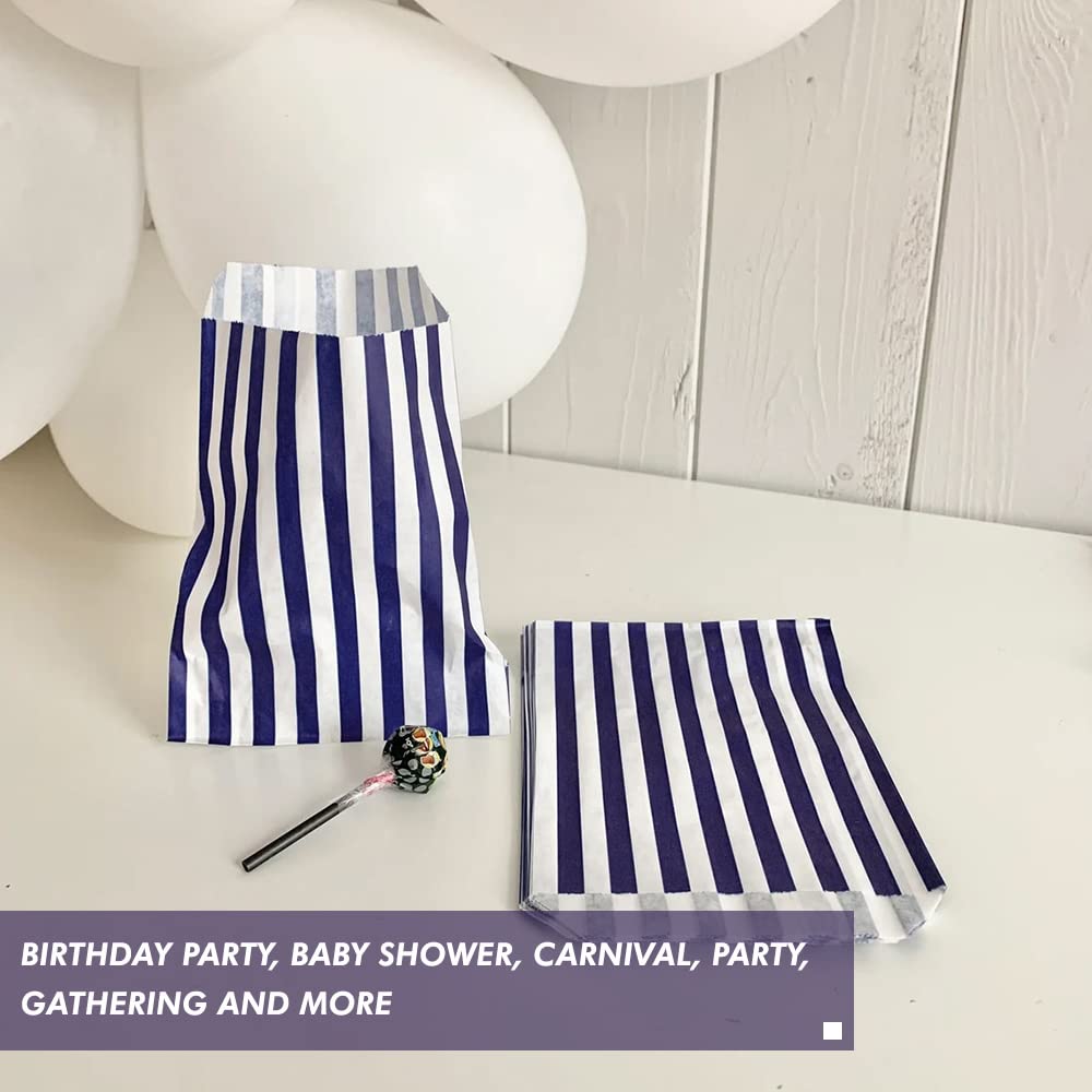 Venuscello® Dark Blue Small Candy Stripe Sweet Bags (7"x9") 100pc