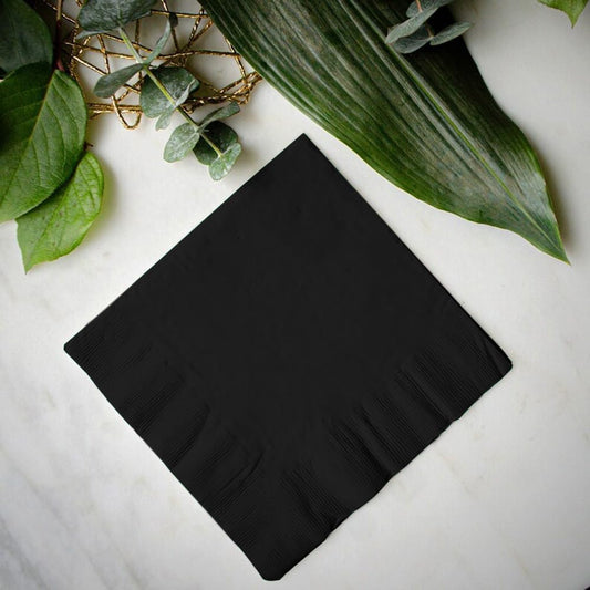 Venuscello® 100 x Black Serviettes Tissue Paper Napkins 2-Ply 33cm for Catering Wedding Birthday Parties - 100 in Each Pack