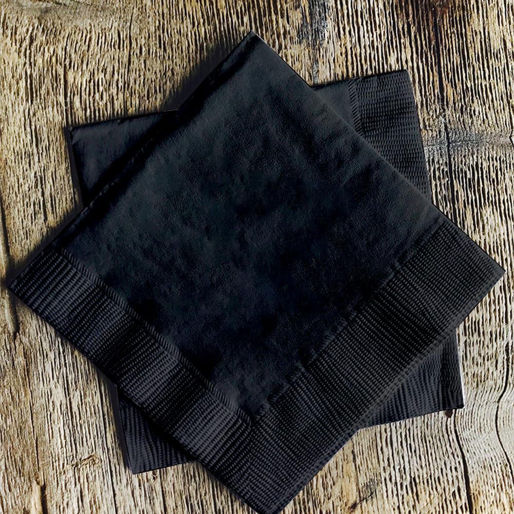 Venuscello® 100 x Black Serviettes Tissue Paper Napkins 2-Ply 33cm for Catering Wedding Birthday Parties - 100 in Each Pack