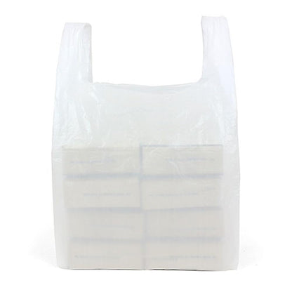 Venuscello® 1000 x Vest Style Carrier Bags White Plastic 13" x 19" x 23" 22mu Heavy Duty Carry Bags for Vegetables Fruits Groceries Shopping