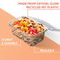 Venuscello® 100 x Clear Plastic Salad Containers Hinged Lid 750cc Food Takeaway Storage Container Reusable Washable Stackable Leakproof Lid for Freezing Food Long Term