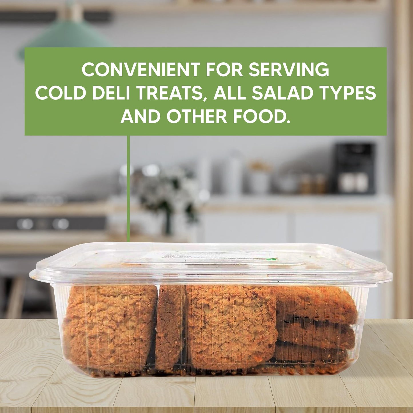 Venuscello® 100 x Clear Plastic Salad Containers Hinged Lid 750cc Food Takeaway Storage Container Reusable Washable Stackable Leakproof Lid for Freezing Food Long Term