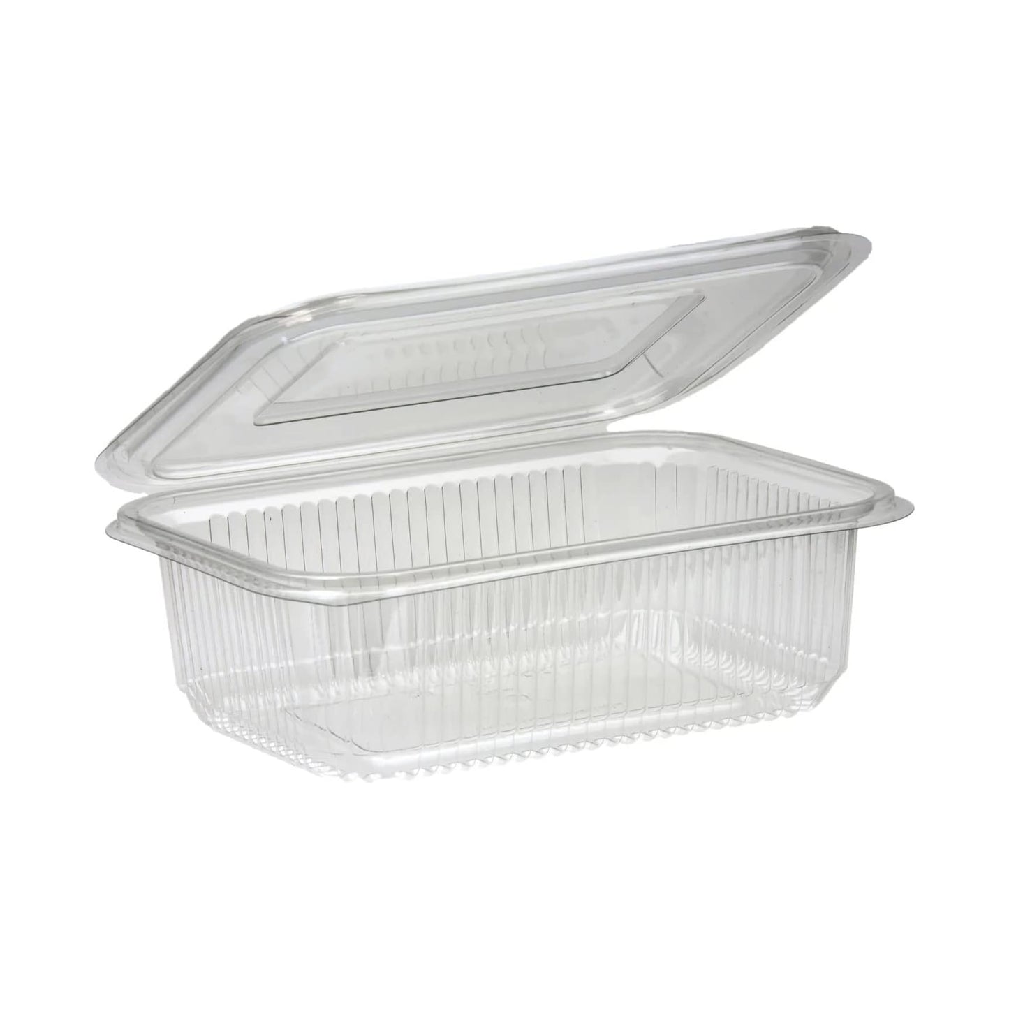 Venuscello® 100 x Clear Plastic Salad Containers Hinged Lid 750cc Food Takeaway Storage Container Reusable Washable Stackable Leakproof Lid for Freezing Food Long Term