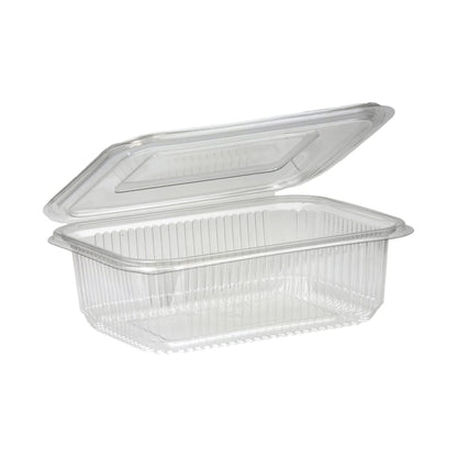Venuscello® 100 x Clear Plastic Salad Containers Hinged Lid 750cc Food Takeaway Storage Container Reusable Washable Stackable Leakproof Lid for Freezing Food Long Term