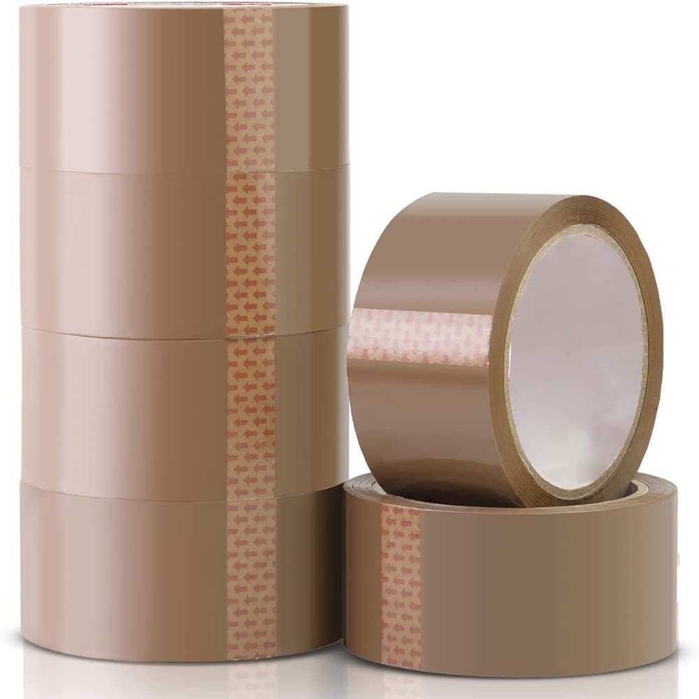 Venuscello® 6 Rolls Parcel Packaging Brown Buff Sealing Tape 48 mm x 66 m Strong Packing for sealing Boxes, Cartons and for Keeping Goods Firmly sealed Transit Sticky Thick