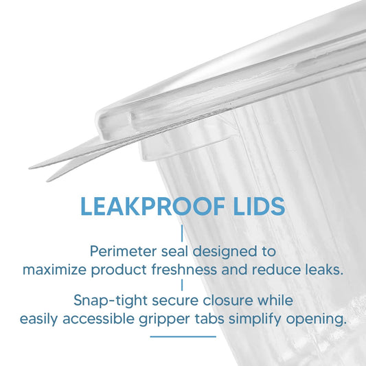 Venuscello® 100 x Clear Plastic Salad Containers Hinged Lid 750cc Food Takeaway Storage Container Reusable Washable Stackable Leakproof Lid for Freezing Food Long Term