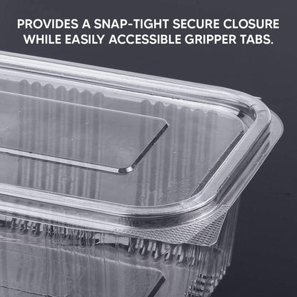 Venuscello® 100 x Clear Plastic Salad Containers Hinged Lid 750cc Food Takeaway Storage Container Reusable Washable Stackable Leakproof Lid for Freezing Food Long Term