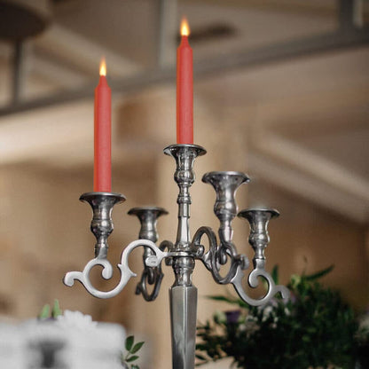 Venuscello® 25 Dinner Candle Tapered Non - Drip Unscented Long Burning Smokeless Which is Made from Pure Paraffin Wax - Multicolored - 18cm (Red)