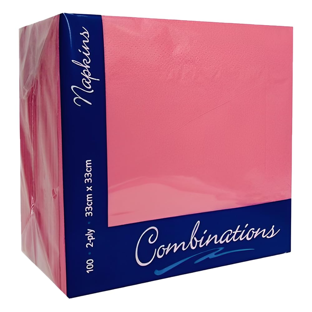 100 x Paper Napkins Rose Pink Disposable Serviettes Recyclable Tissue 2-Ply 33cm for Catering Wedding Birthday Parties Supply Venuscello