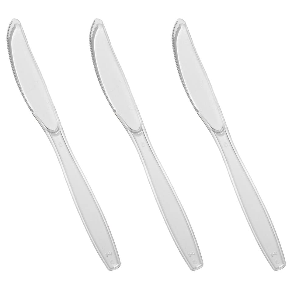 Venuscello® 100 x Plastic Cutlery Set - 100 Spoon, 100 Fork, 100 Knife - Reusable & Washable, Heavy Duty Cutlery, Long Tablespoon - Ideal for Birthday, Parties, Camping & Catering