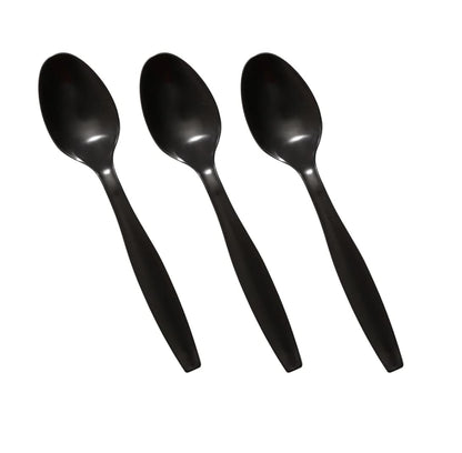 Venuscello® 100 x Plastic Cutlery Set - 100 Spoon, 100 Fork, 100 Knife - Reusable & Washable, Heavy Duty Cutlery, Long Tablespoon - Ideal for Birthday, Parties, Camping & Catering