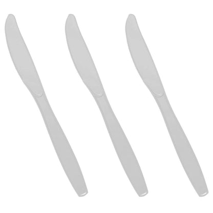 Venuscello® 100 x Plastic Cutlery Set - 100 Spoon, 100 Fork, 100 Knife - Reusable & Washable, Heavy Duty Cutlery, Long Tablespoon - Ideal for Birthday, Parties, Camping & Catering
