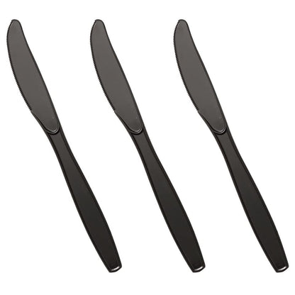 Venuscello® 100 x Plastic Cutlery Set - 100 Spoon, 100 Fork, 100 Knife - Reusable & Washable, Heavy Duty Cutlery, Long Tablespoon - Ideal for Birthday, Parties, Camping & Catering