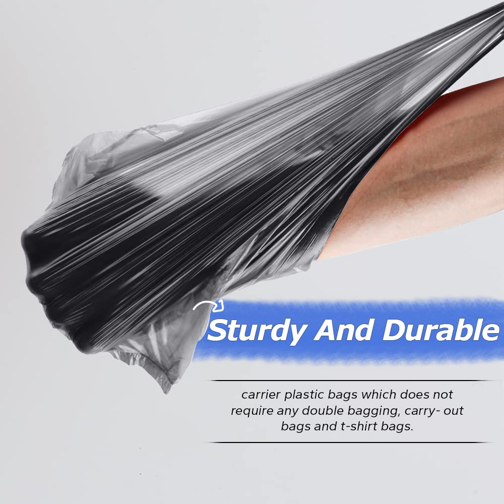 Venuscello® 4000 x Vest Style Carrier Bags Black Plastic 11" x 17" x 21" Heavy Duty Carry Bags for Vegetables Fruits Groceries Shopping