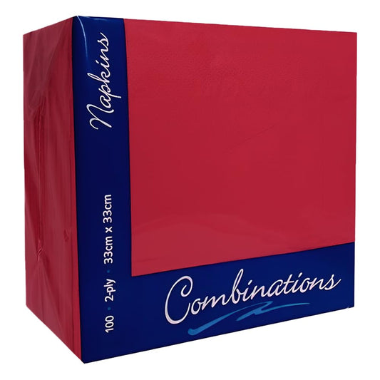 Venuscello® 100 x Serviettes Paper Napkins Burgundy Maroon Disposable Recyclable Tissue 2-Ply 33cm for Catering Wedding Birthday Parties