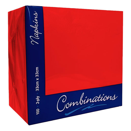 Venuscello 100 Pack Red Paper Napkins 2-Ply Disposable Table Napkins - Soft and Strong Paper Serviettes for All Occasions - Everyday Tissues for Cleaning Spills & Wiping Surfaces