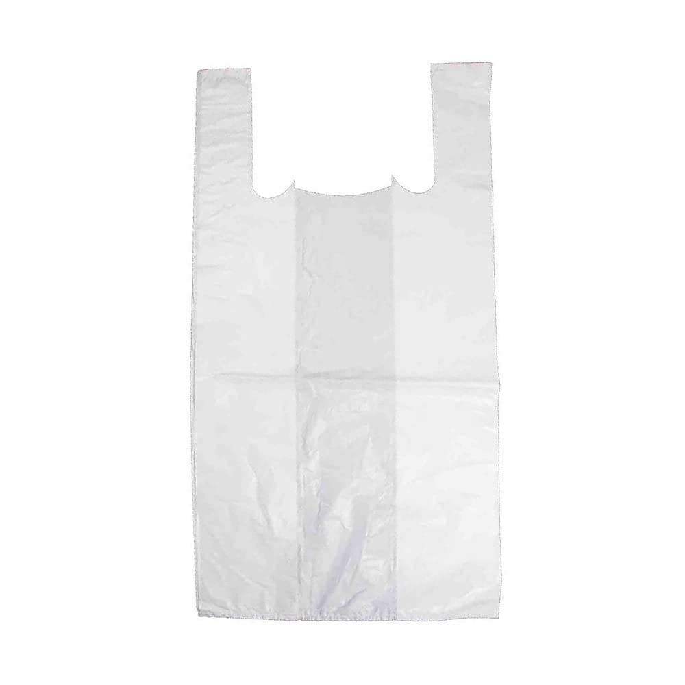 Venuscello® 1000 x Vest Style Carrier Bags White Plastic 16" x 24" x 30" 22mu Heavy Duty Carry Bags for Vegetables Fruits Groceries Shopping
