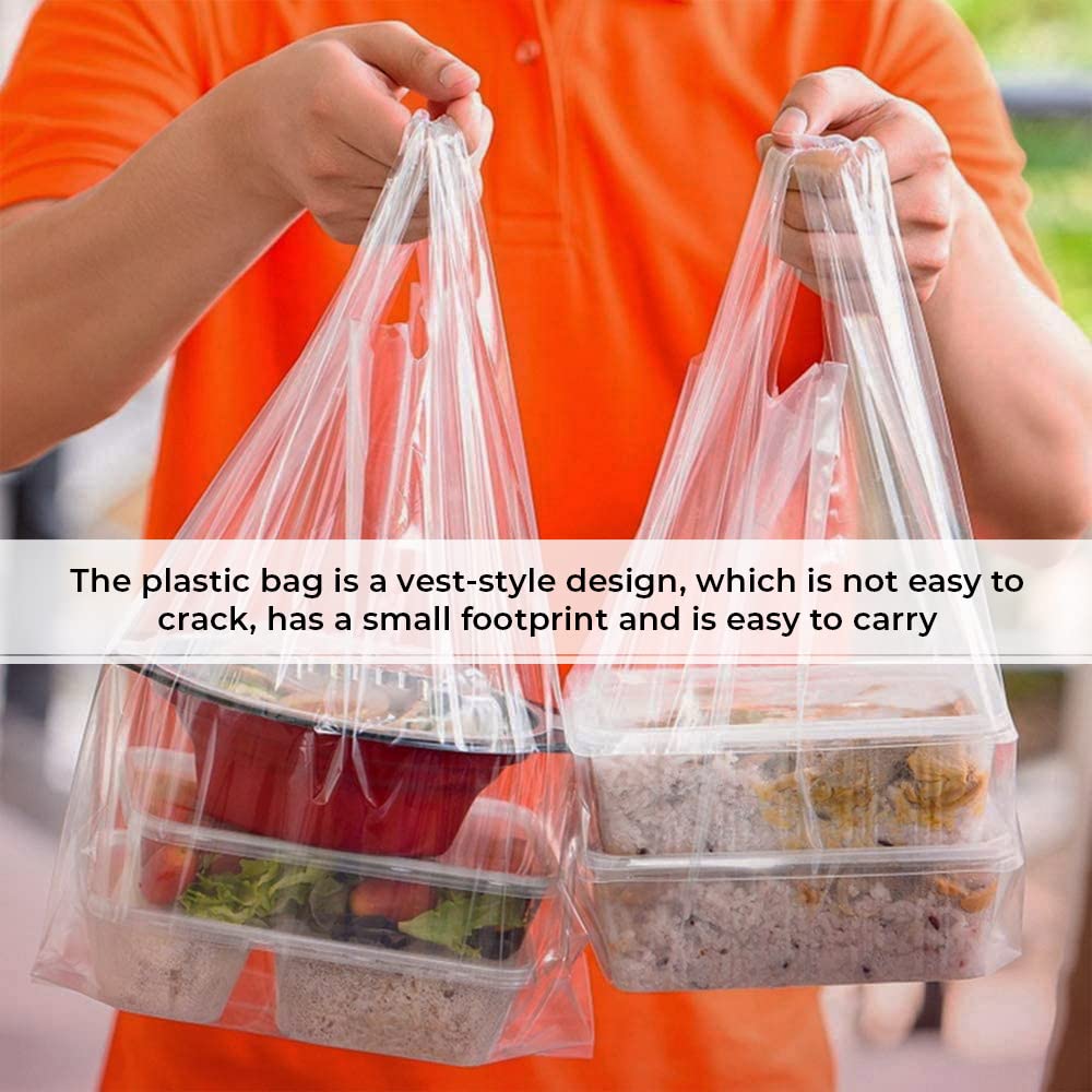 Venuscello® 2000 x Vest Style Carrier Bags White Plastic 13" x 19" x 23" Heavy Duty Carry Bags for Vegetables Fruits Groceries Shopping