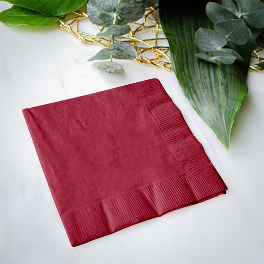 Venuscello® 8000 x Cocktail Serviettes Tissue Paper Napkins 2ply Burgundy Disposable & Recyclable for Wedding, Birthday Party - 23cm x 23cm