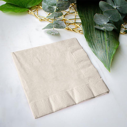 Venuscello 100 Pack Cream Paper Napkins 2-Ply 33cm Disposable Table Napkins - Soft and Strong Paper Serviettes for All Occasions - Everyday Tissues for Cleaning Spills & Wiping Surfaces