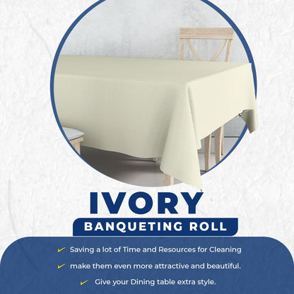 Venuscello® 25m Ivory Banqueting Roll, Tablecloth, Paper Table Cover Roll for Wedding Party at Home, Buffet Dinner and Ideal Solution to Protect Dining Table