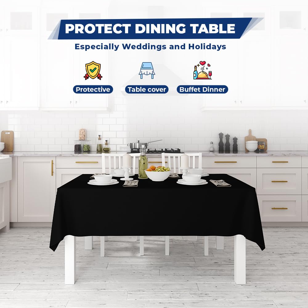 Venuscello® Black Banquet Roll 8m x 120cm Paper Banqueting Table Cover for Wedding Buffet Dinner Home Large Disposable Table Paper Cloth