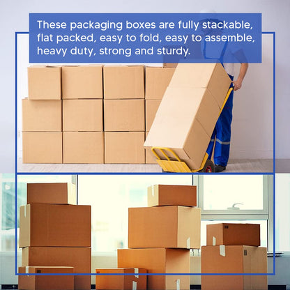 Venuscello® 5 x Double Wall Cardboard Boxes 55.88cm x 33.02cm x 43.18cm Removal Shipping Posting Carton for Packing Parcel & Moving House - 22" X 13" X 17"